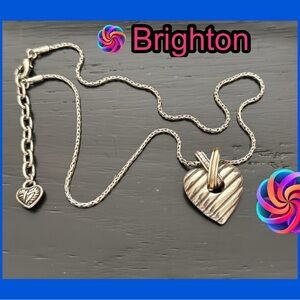 💕Brighton Silver Heart Pendant Retired Necklace w/Gold Accent